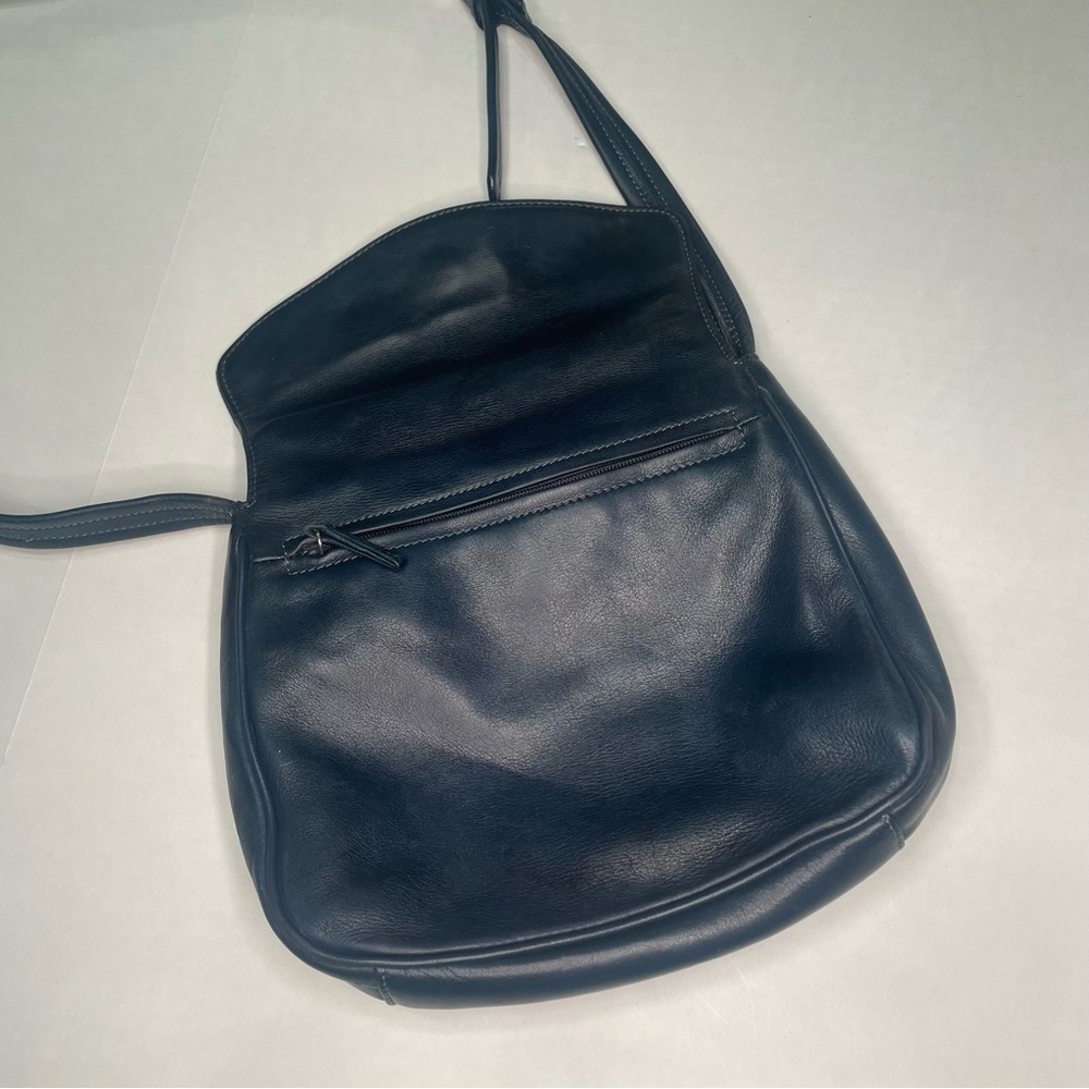 Tignanello Classic Saddlebag Navy Leather Handbag Shoulder Bag pre-owned - Picture 4 of 13